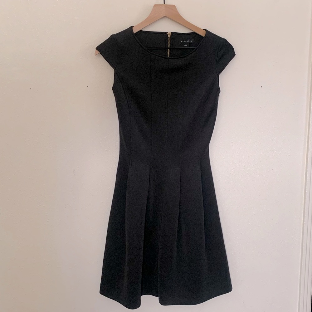 Black Cocktail Dress. Pleated. XS